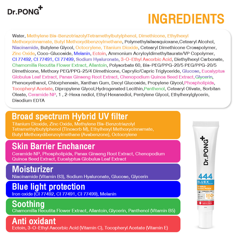 Dr.PONG 444 BLUEX IRON OXIDE PLUS MELANIN HYBRID SUNSCREEN SPF50 PA+++