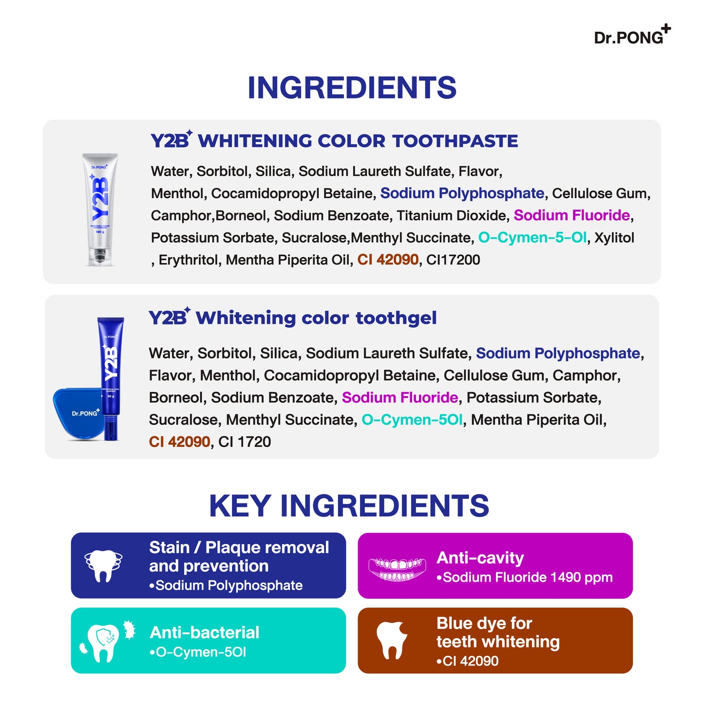 Dr.PONG Y2B WHITENING COLOR TOOTHPASTE
