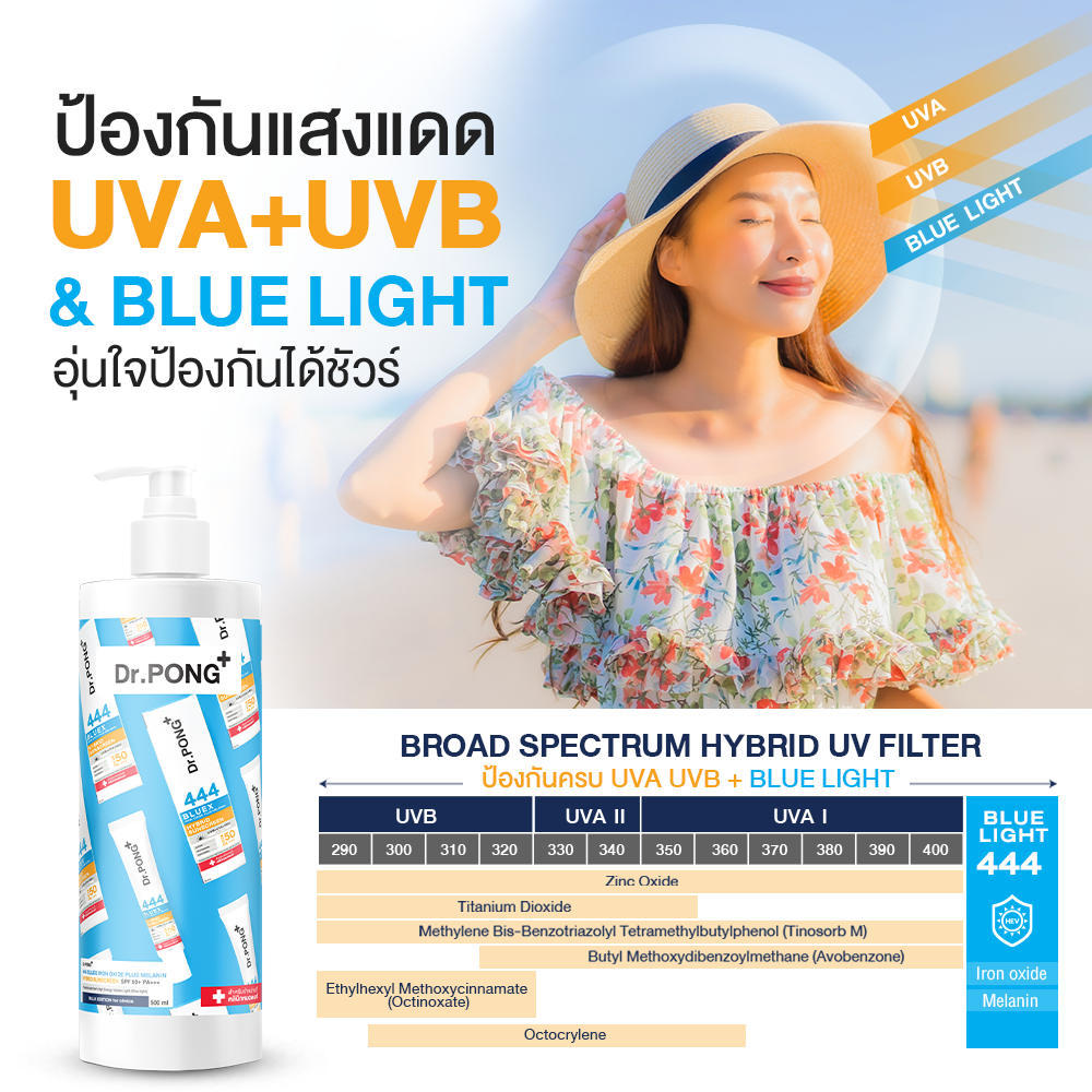 Dr.PONG 444 BLUEX IRON OXIDE PLUS MELANIN HYBRID SUNSCREEN SPF50 PA+++