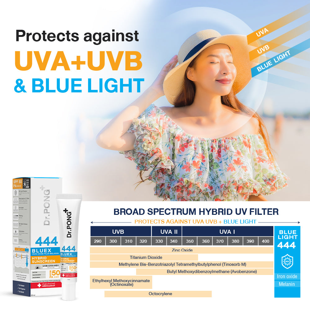 Dr.PONG 444 BLUEX IRON OXIDE PLUS MELANIN HYBRID SUNSCREEN SPF50 PA+++