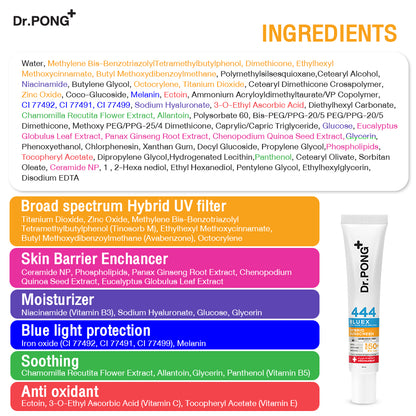 Dr.PONG 444 BLUEX IRON OXIDE PLUS MELANIN HYBRID SUNSCREEN SPF50 PA+++