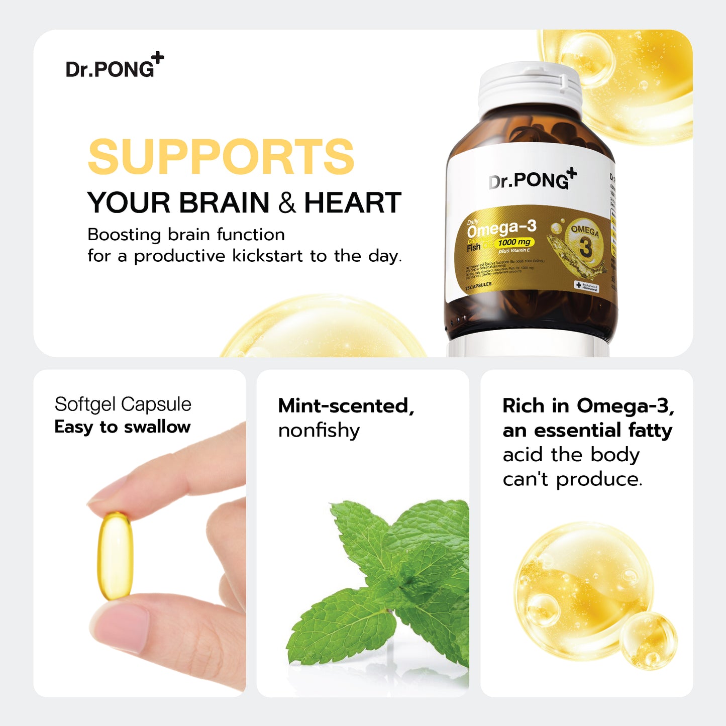 Dr.PONG DAILY OMEGA-3 ODOURLESS FISH OIL 1000 MG PLUS VITAMIN E